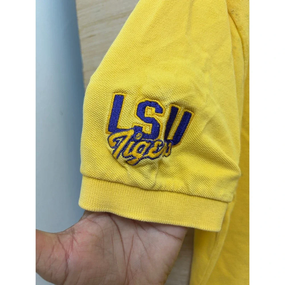 Polo Ralph Lauren Mens LSU Tigers Polo Shirt Yellow‎ Short Sleeve Size L